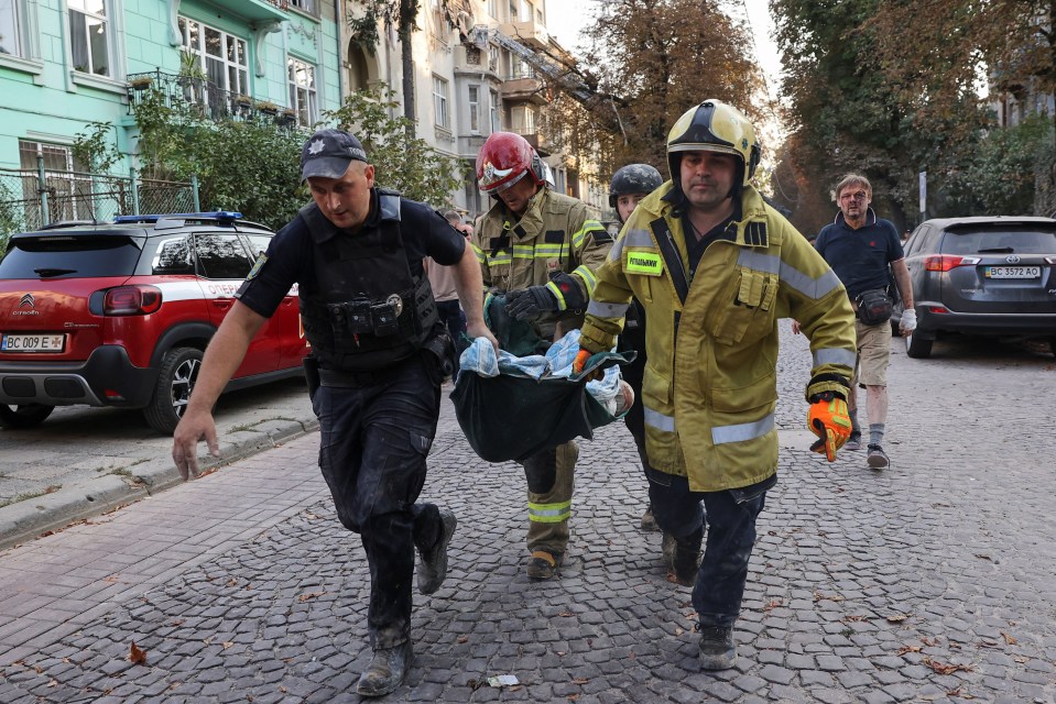 Cops and firefighters rescued the several people injured in Lviv