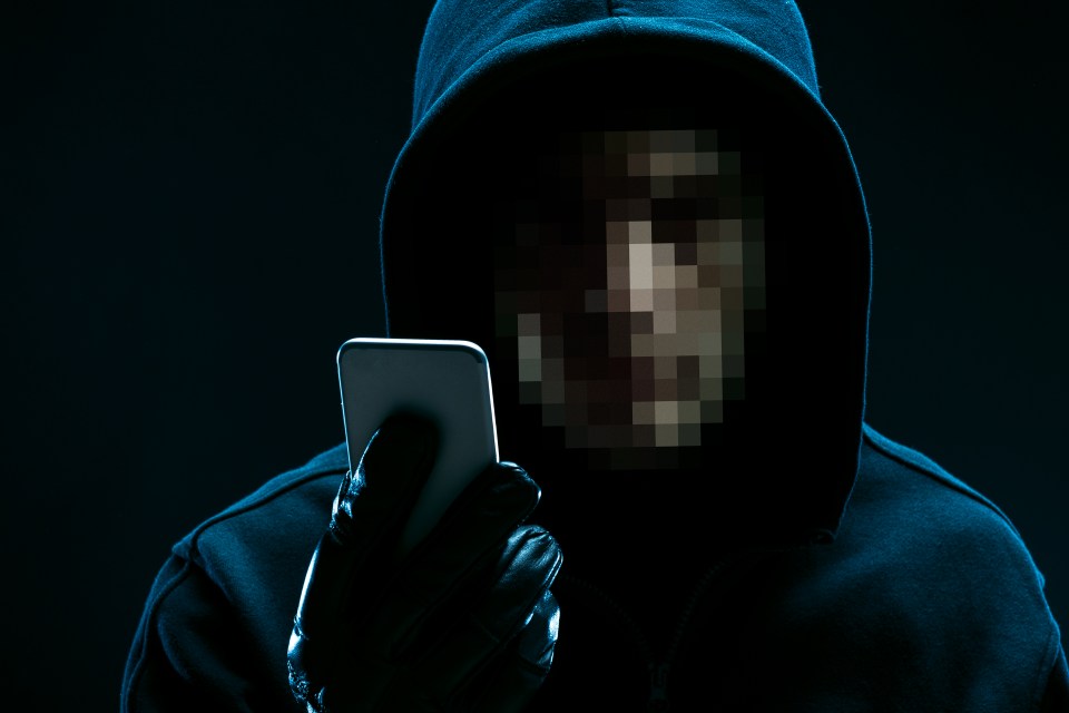 a man in a hoodie is holding a cell phone in front of his face