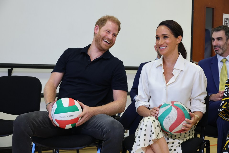 Harry and Meghan at a training session with Colombia's Invictus Games team in August