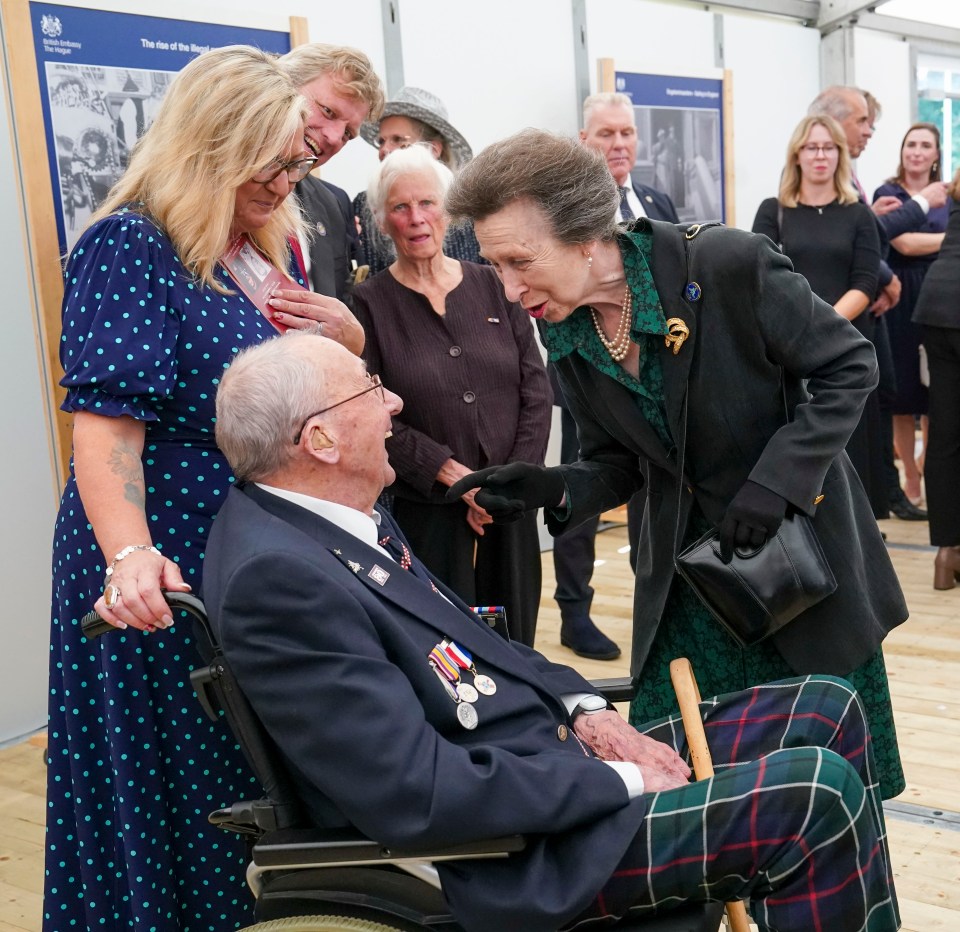 Princess Anne spoke with the sole surviving Brit from the mission in attendance — 99-year-old Geoff Roberts