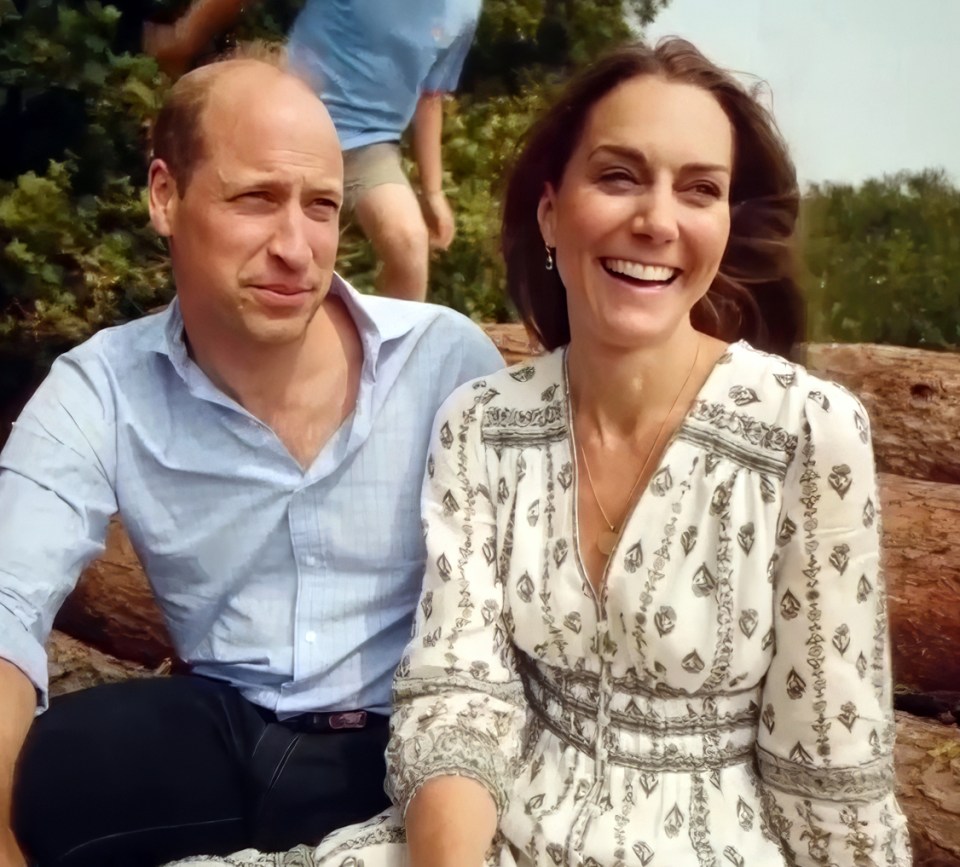 William with Kate in her recent video about cancer recovery