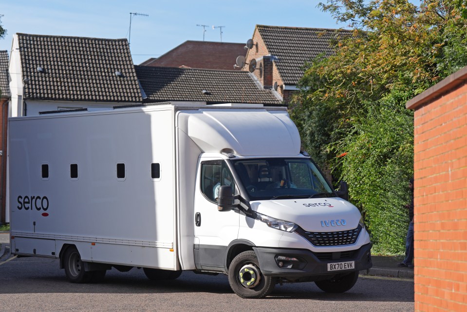 A prison van arrives at Luton and South Bedfordshire Magistrates' Court