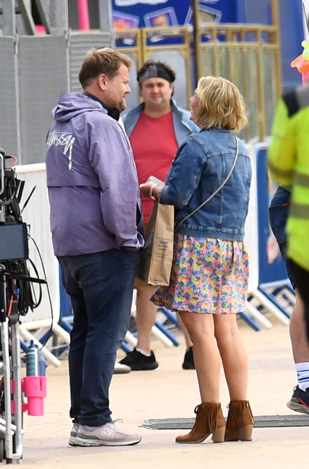 The cast have been spotted along the seafront in Barry