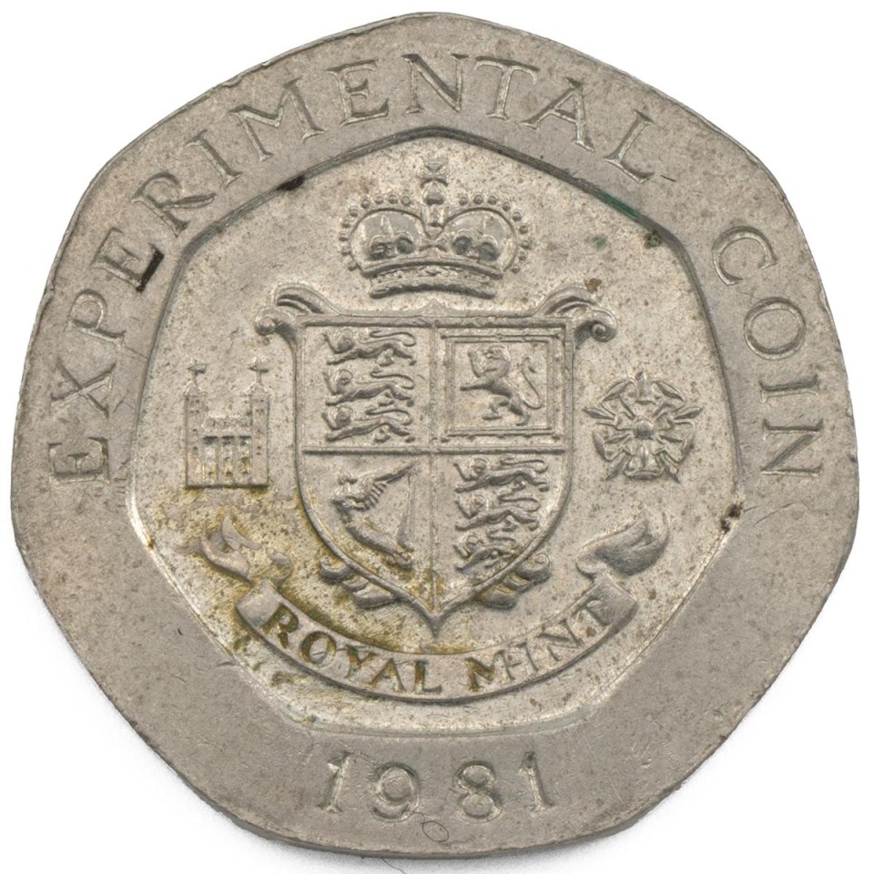 an experimental coin from 1981 has a coat of arms on it