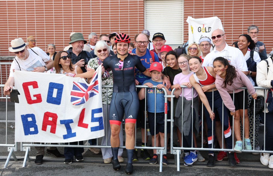 Storey celebrated with her family after the race