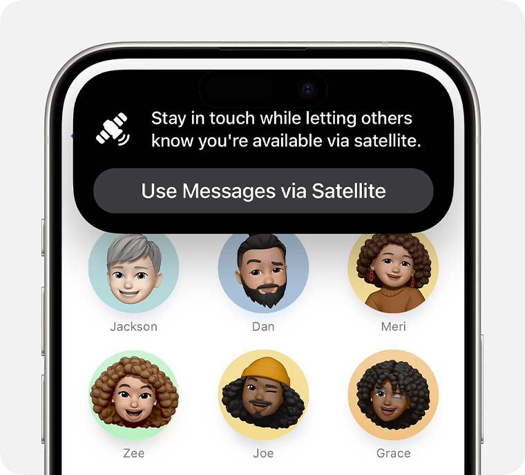 a phone screen that says " stay in touch while letting others know you 're available via satellite "