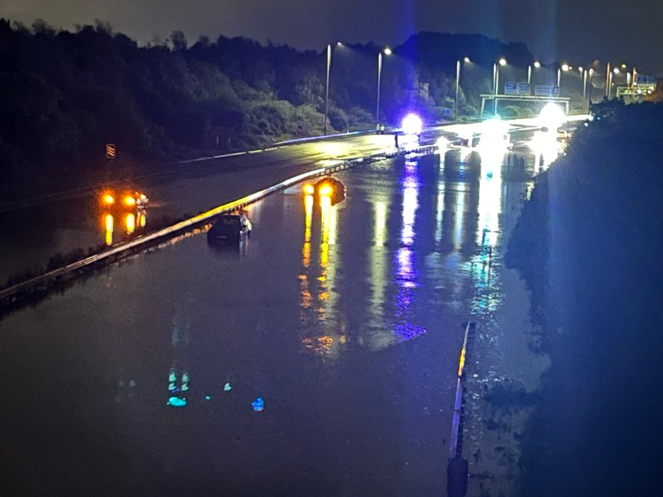 Severe flooding has left cars trapped on the M5