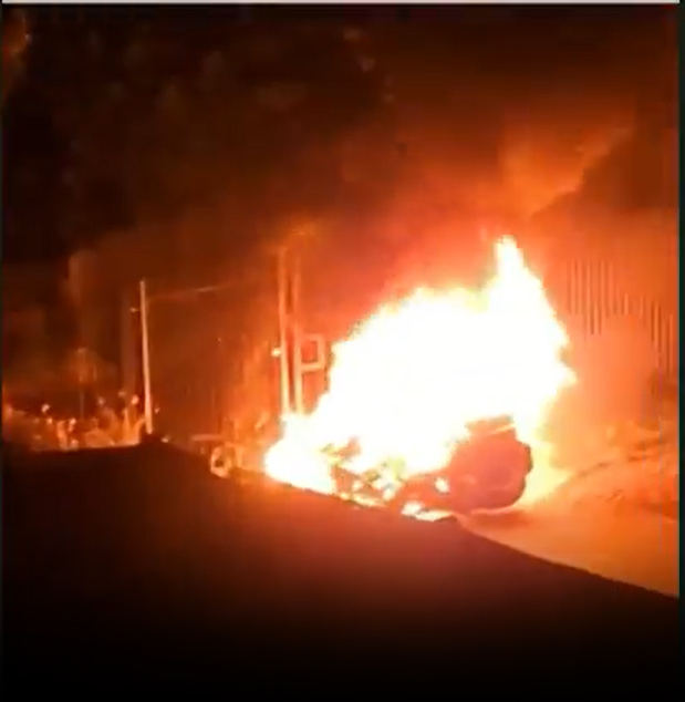 A motorbike was set on fire outside of Paul's house