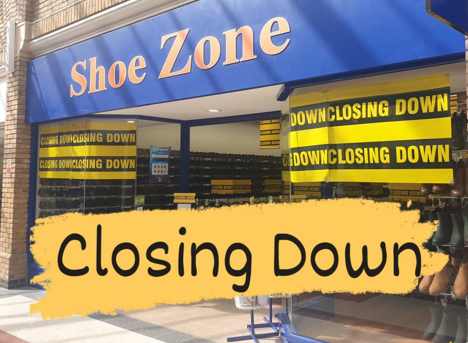 A Shoe Zone branch in Burgess Hill, West Sussex, was spotted with closing down banners