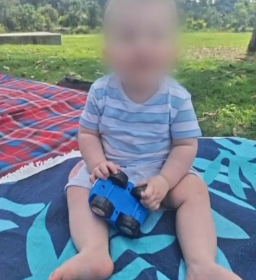 Baby Luka was sat happily in the park with his mum and her friends before the attack