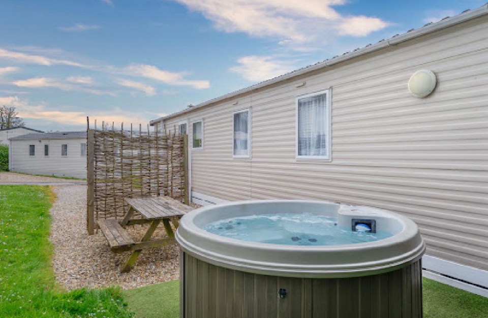 Some of the caravans have their own hot tubs