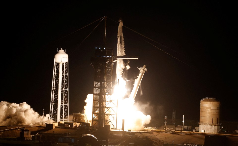 The Polaris Dawn crew  launched by the Falcon 9 rocket from Florida