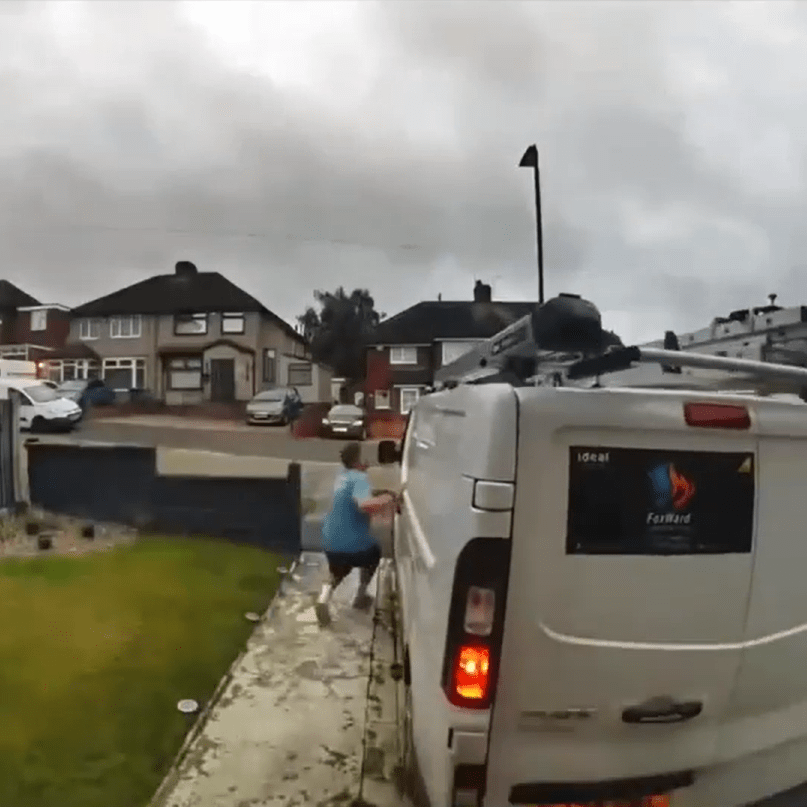 The dad attempted to stop a thief from stealing a van from his driveway