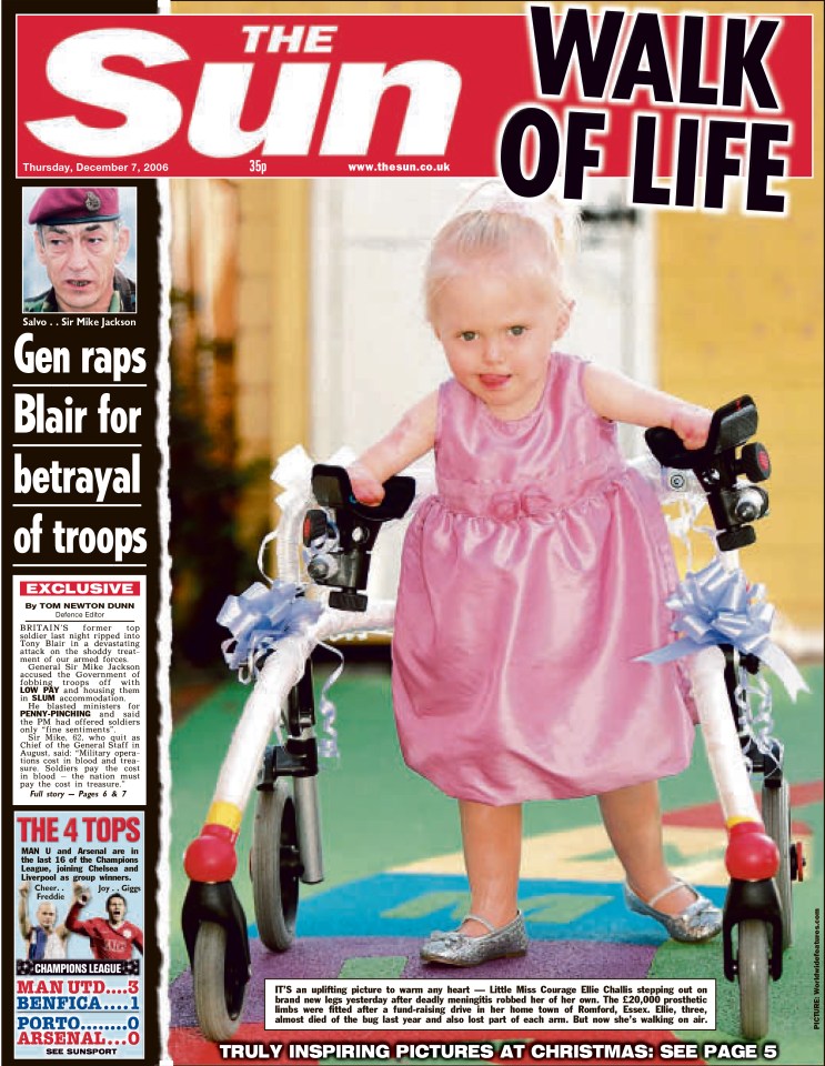 the front page of the sun newspaper shows a little girl in a pink dress