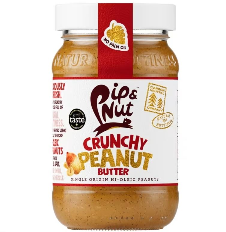 a jar of pip & nut crunchy peanut butter