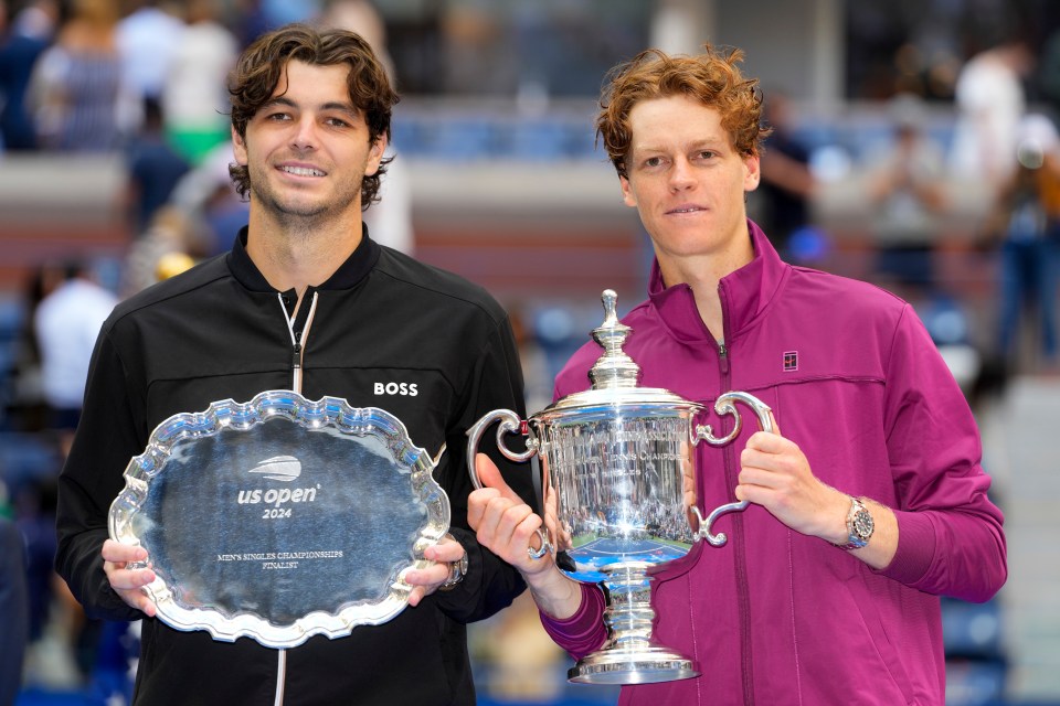 Runner-up Fritz and Sinner show off their silverware