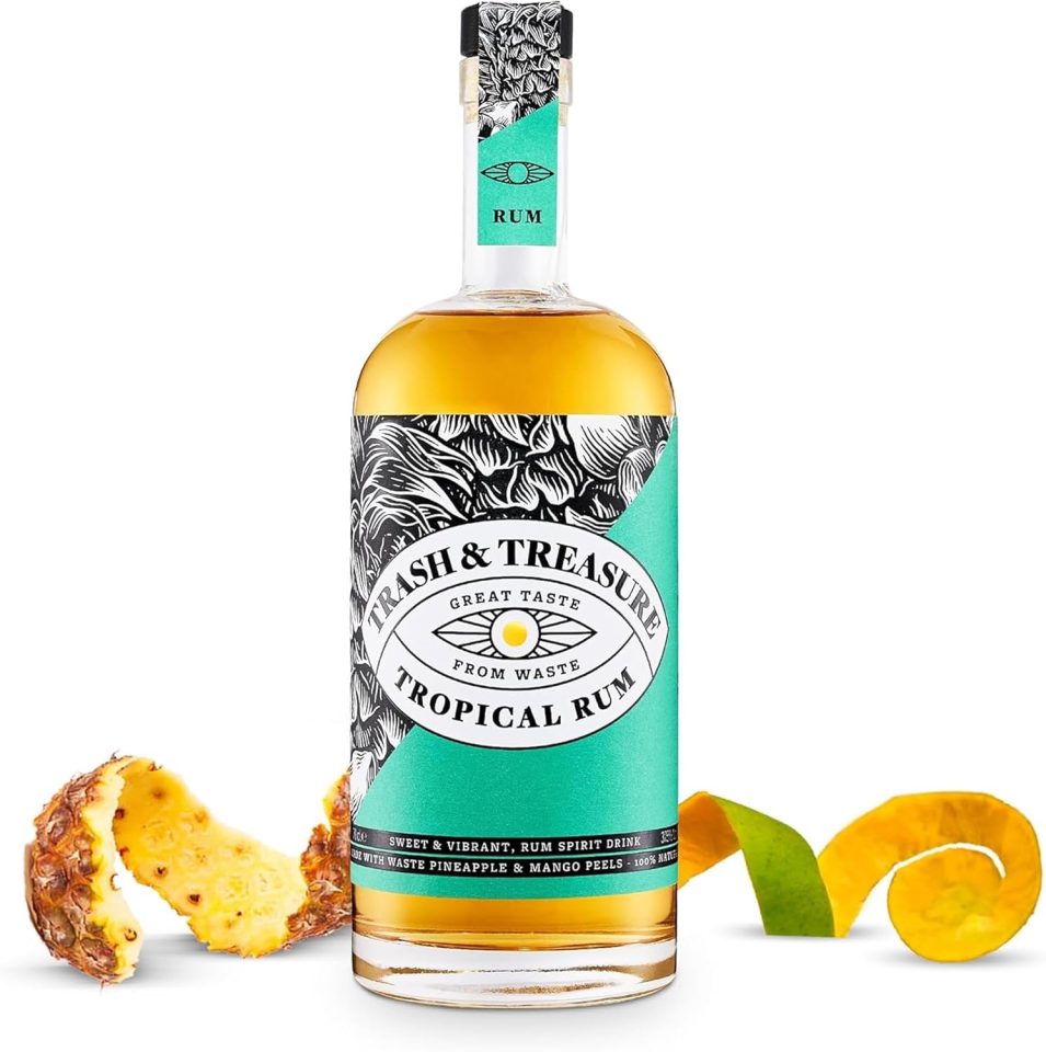 a bottle of fresh & treasure tropical rum