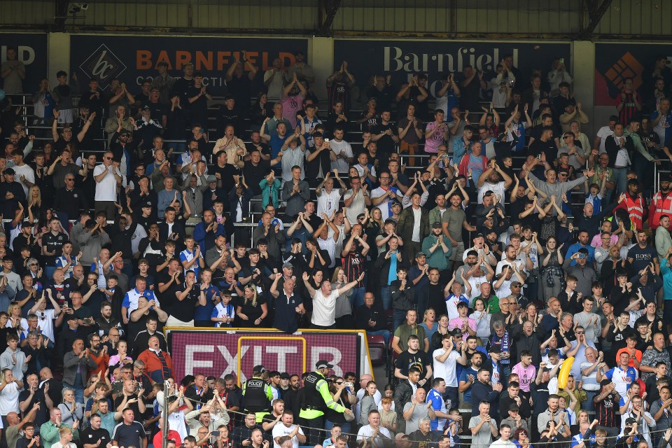 This turn-out of Blackburn fans at relegated Burnley this season shows Championship attendance figures are again huge in 2024-25