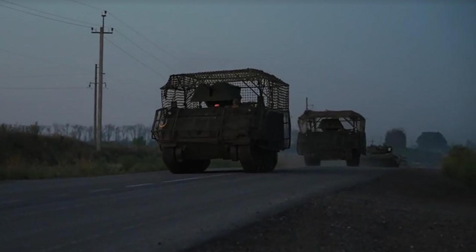 Tanks can be seen barrelling down roads and blasting through wooded areas