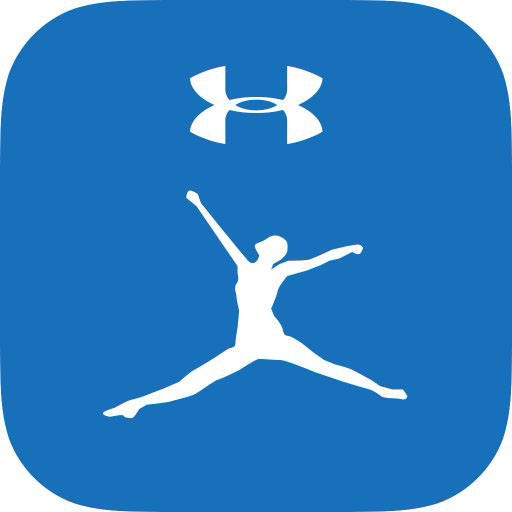 a blue under armour logo with a silhouette of a person