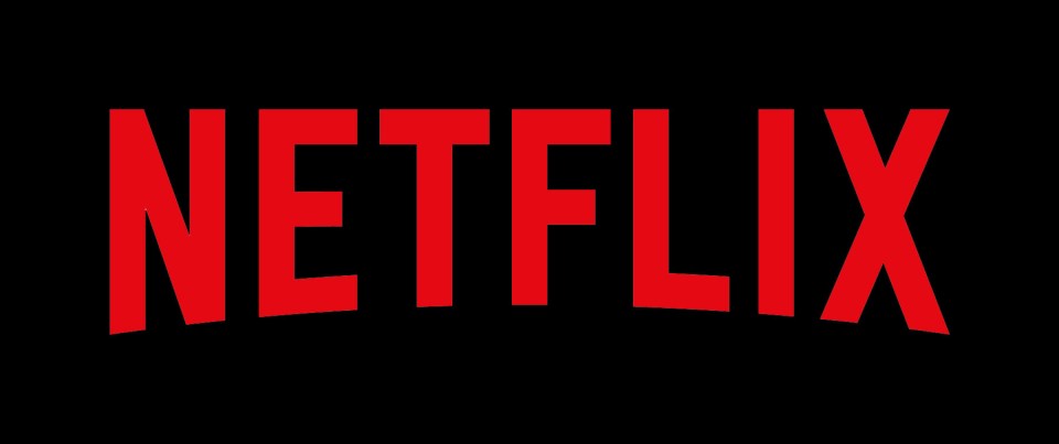 a red netflix logo on a black background