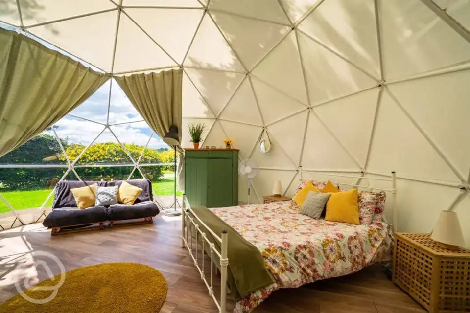 The glamping accommodation comes fully furnished