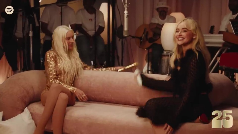 In a Spotify film, Christina sings her 1999 hit What A Girl Wants with Sabrina Carpenter