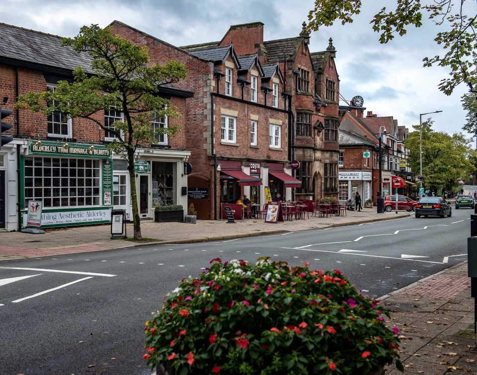 Pictured: The main street in Alderley Edge - where luxury cars are often seen