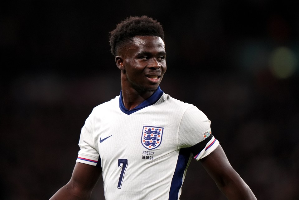 Bukayo Saka was forced off against Greece on Thursday