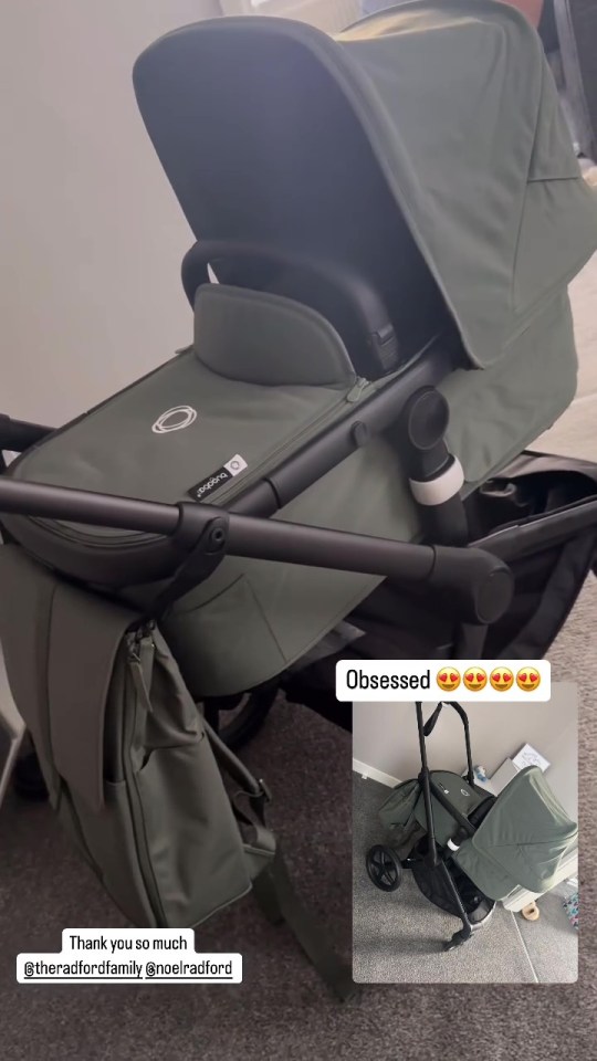 Katie said she is 'obsessed' with this Bugaboo pram her parents Sue and Noel have given her