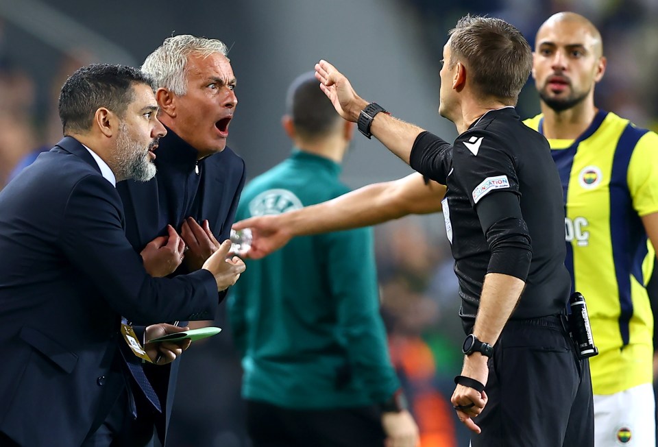 Mourinho, 61, received a red card for throwing a touchline tantrum