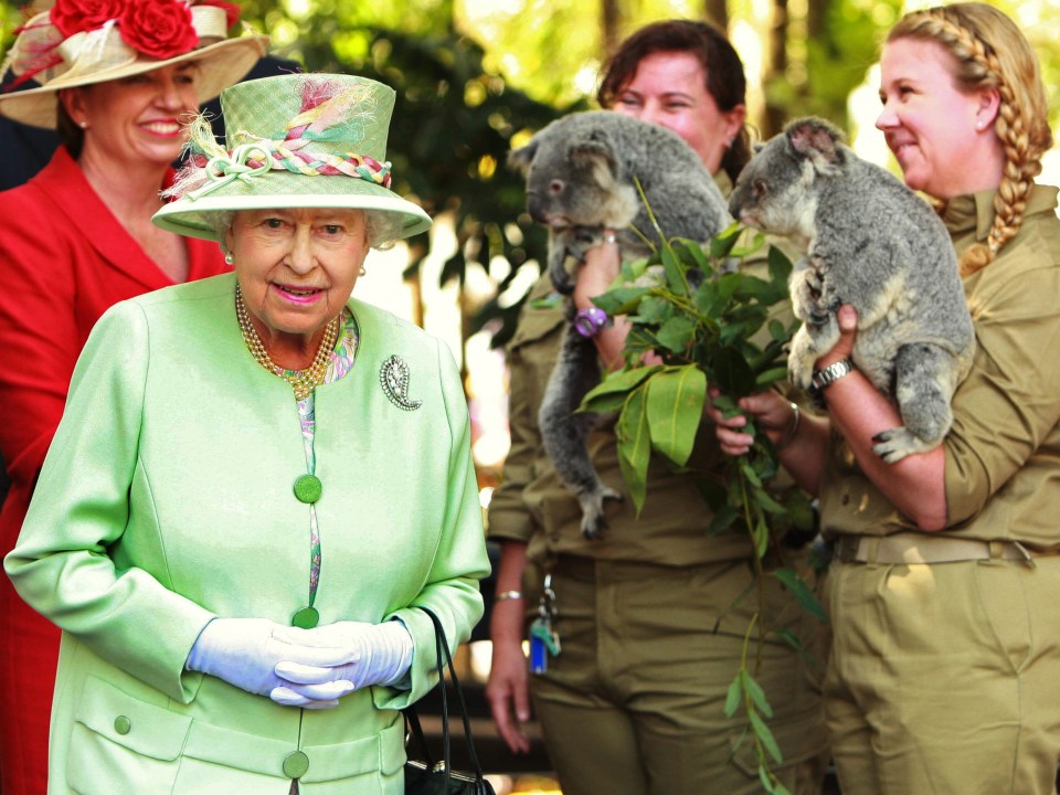 Queen Elizabeth during a visit to a wildlife park in Brisbane on October 24, 2011