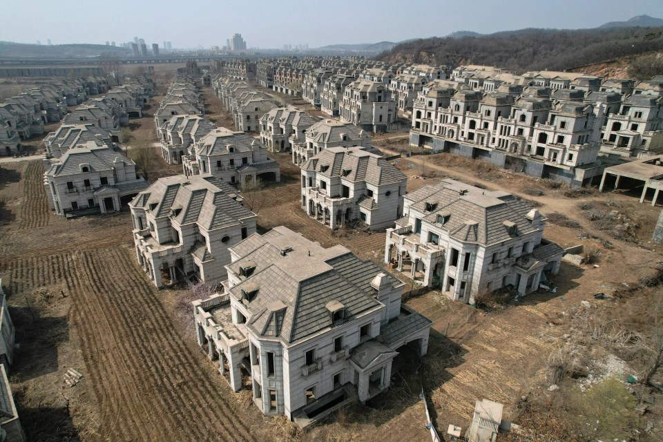 An aerial photo showing the deserted mansions in Shenyang