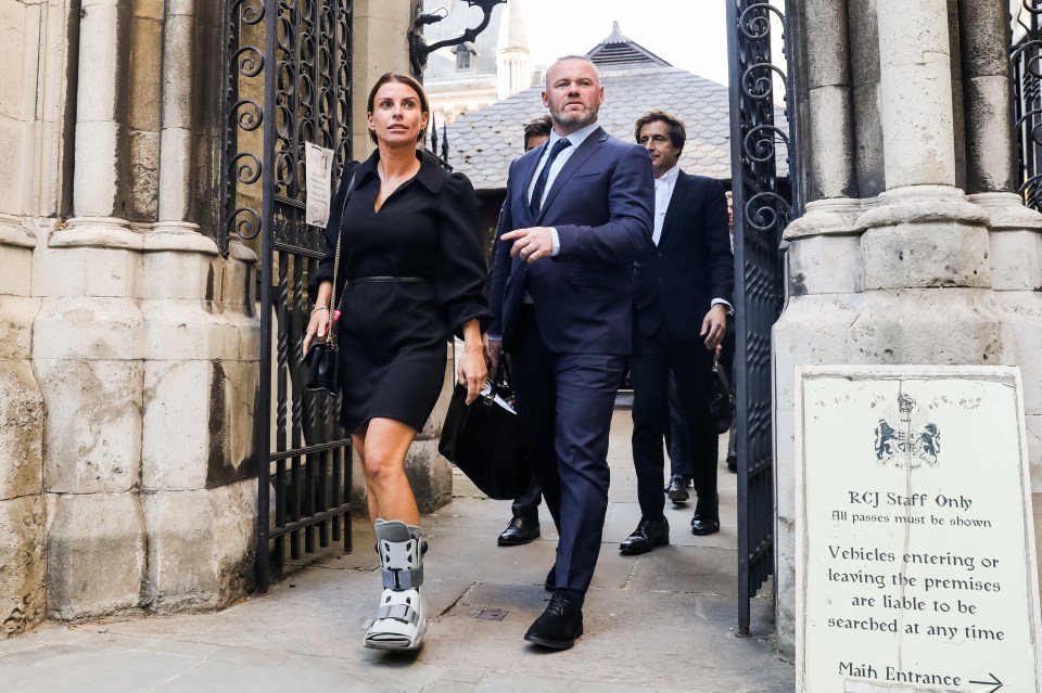 Coleen and Wayne leave the Royal Courts of Justice in 2022