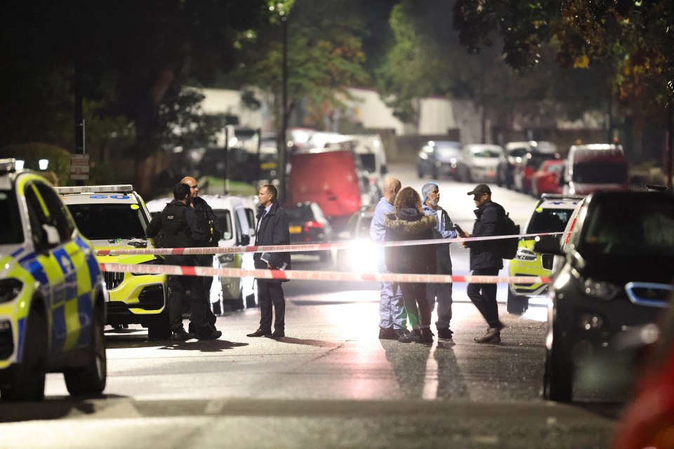 A cordon at the scene in South London after the shooting