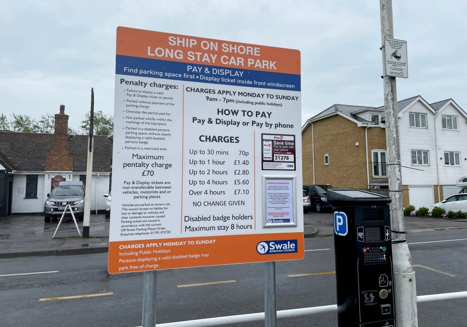 a sign that says ship on shore long stay car park