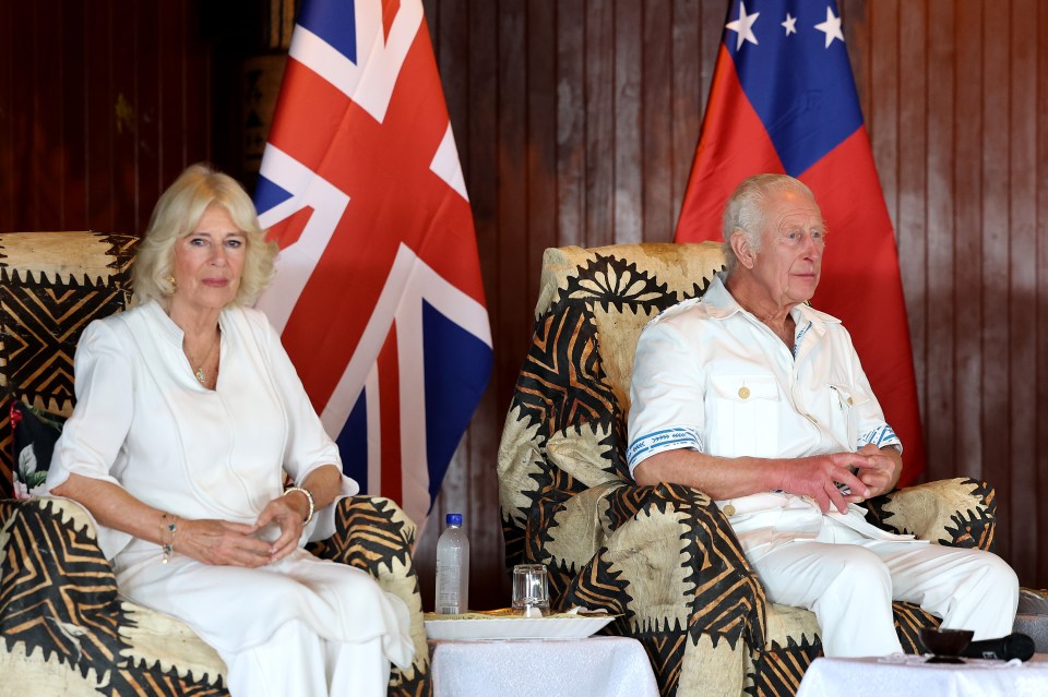 The King and Queen received a ceremonial welcome when they arrived in Samoa