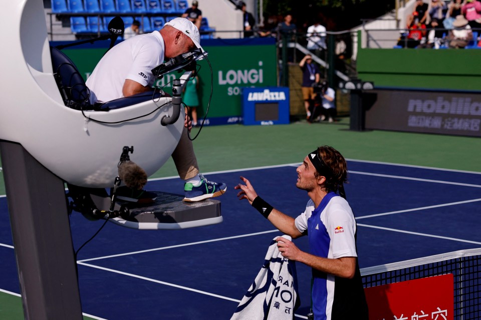 Tsitsipas had a first serve taken off him for a time violation