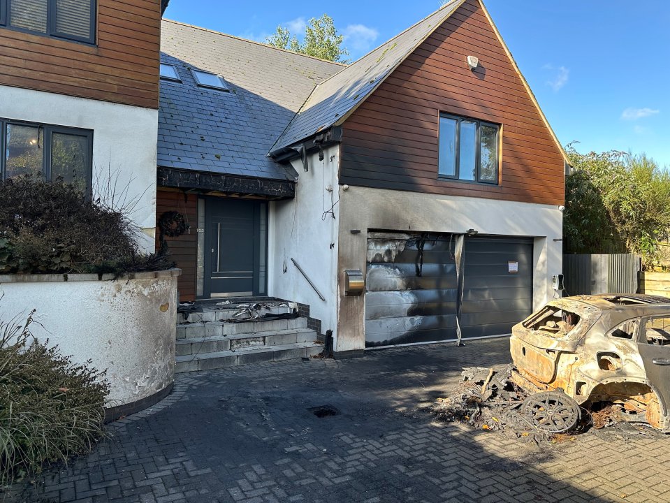 A family saw their home damaged when their £50,000 Mercedes EV suddenly exploded on the driveway