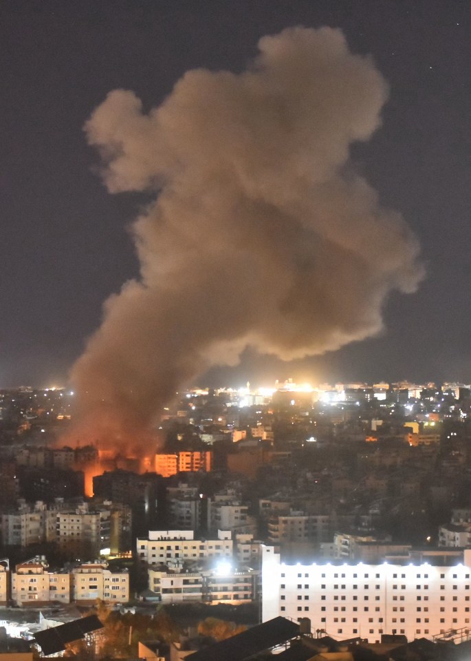 Smoke rises from the site of an Israeli airstrike that targeted a neighbourhood in Beirut’s southern suburb