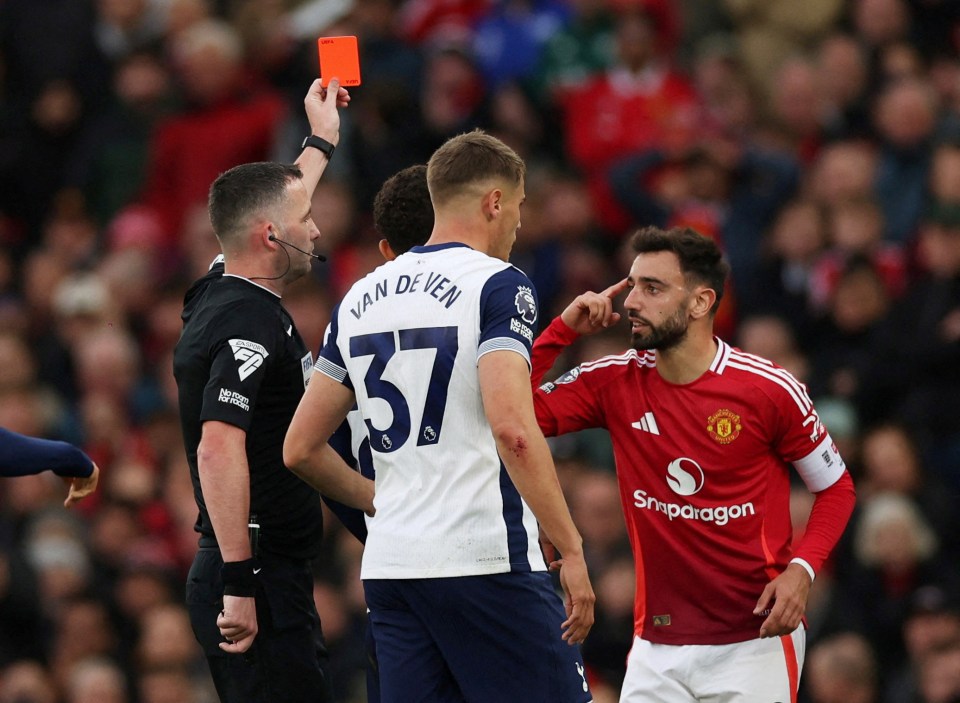 Bruno Fernandes was incorrectly dismissed against Spurs