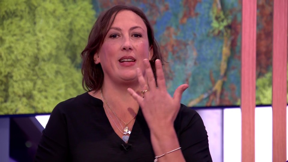 Miranda showing off her wedding ring on The One Show