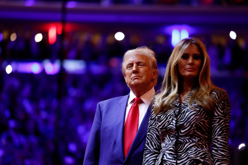 Trump and wife Melania at Sunday's Madison Square Garden rally