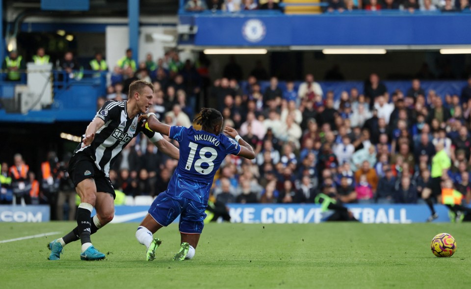 Christopher Nkunku thought he had won a penalty