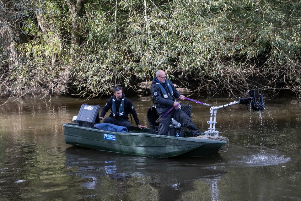 Police teams using sonar equipment on the River Derwent