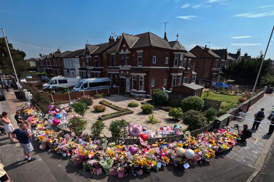 Floral tributes laid near the scene of the Southport attack