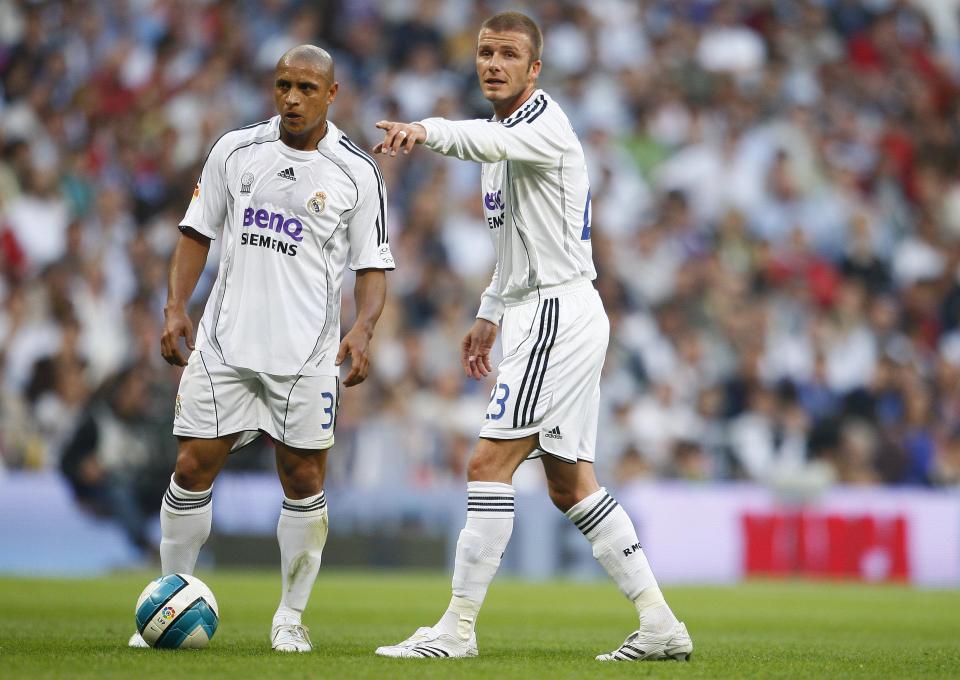 Beckham chose Roberto Carlos as one his defenders having played with him at Real Madrid