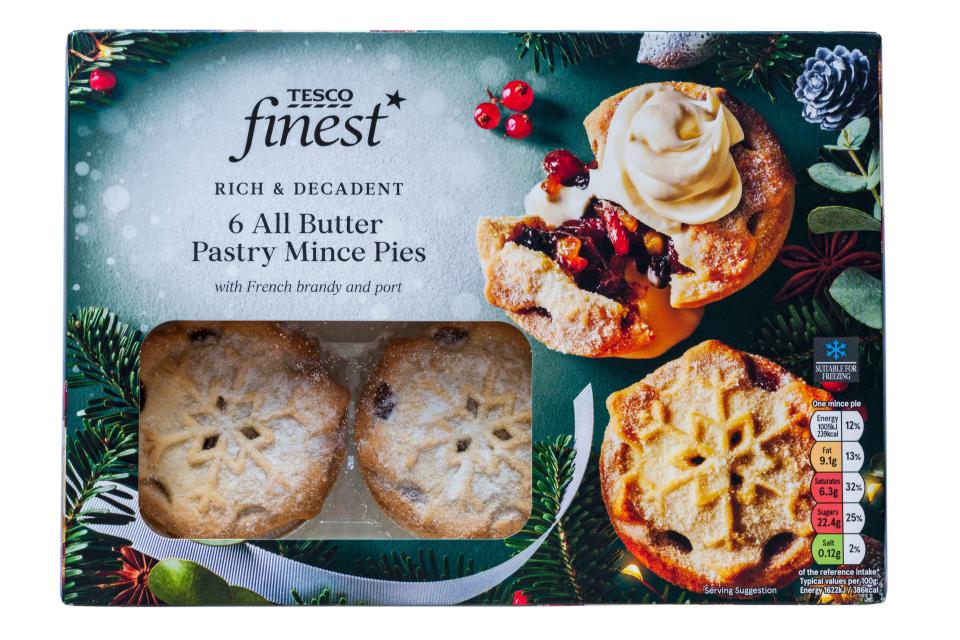 The product affected is the six pack Tesco Finest 6 All Butter Pastry Mince Pies.