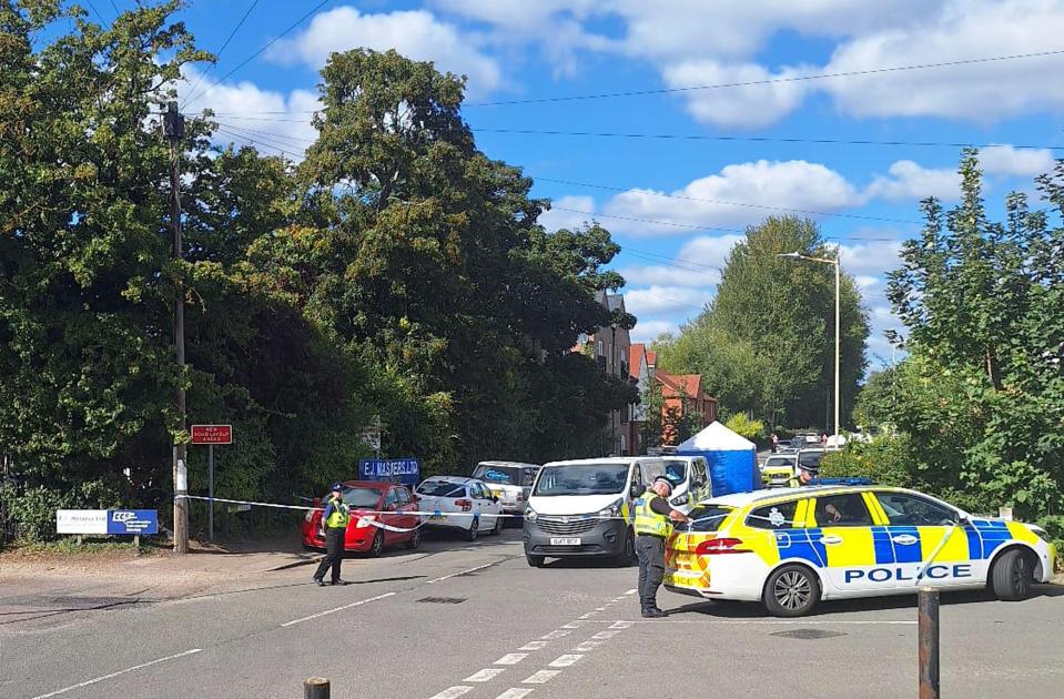 A police cordon in Railway Terrace, Kings Langley