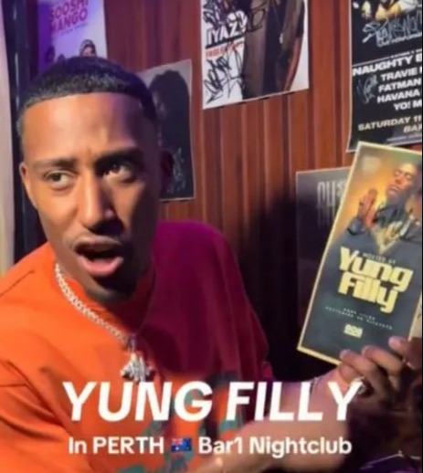 Filly was performing at the Bar1 Nightclub in Perth with court documents revealing the alleged victim was also at the show